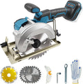 Accu Mini cirkelzaag voor Makita 18V, borstelloze handcirkelzaag met 3 zaagbladen, veiligheidsbril, handschoenen en 2 sleutels