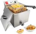 Valgus Professionele elektrische friteuse van roestvrij staal, 3300 W, 16 liter, grote keuken, friteuse met mand en deksel, afvoersysteem