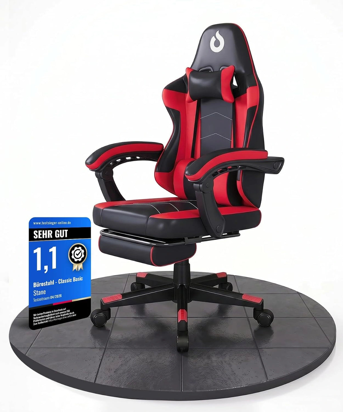 Stane Gamingstoel, Ergonomische gamingstoel met uitschuifbare voetensteun [Stevige 5-sterrenvoet met 360° draaibare wielen], Meer dan alleen zitten