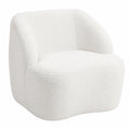 Moderner HOMCOM Loungesessel mit geschwungenem Design, Fleece-Optik, cremeweiß, keine Montage