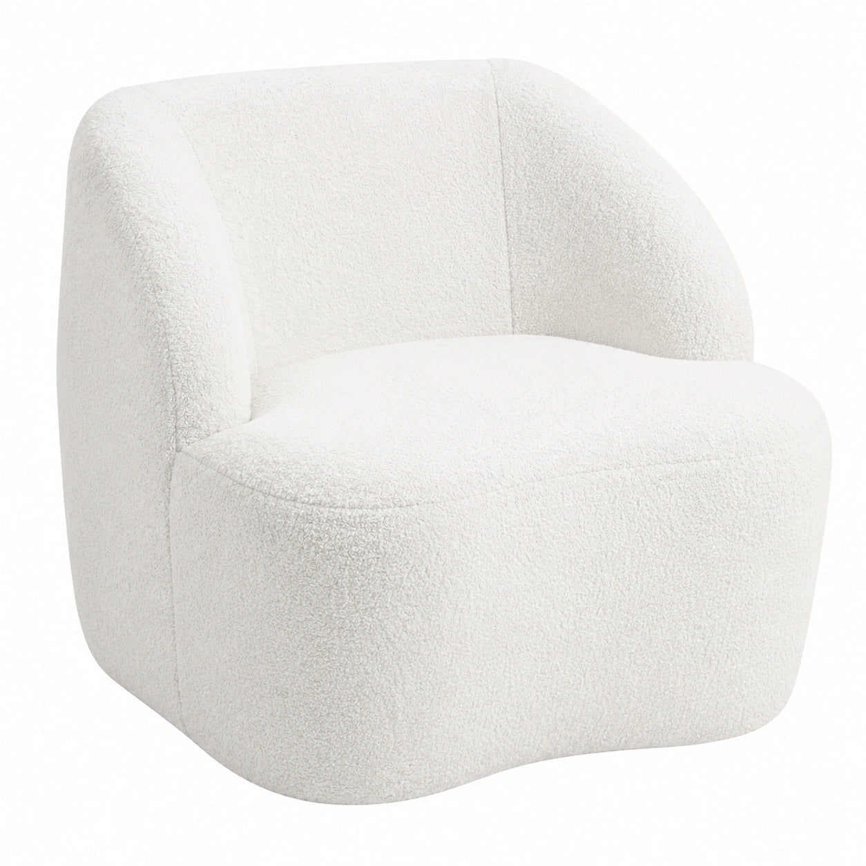 Moderner HOMCOM Loungesessel mit geschwungenem Design, Fleece-Optik, cremeweiß, keine Montage