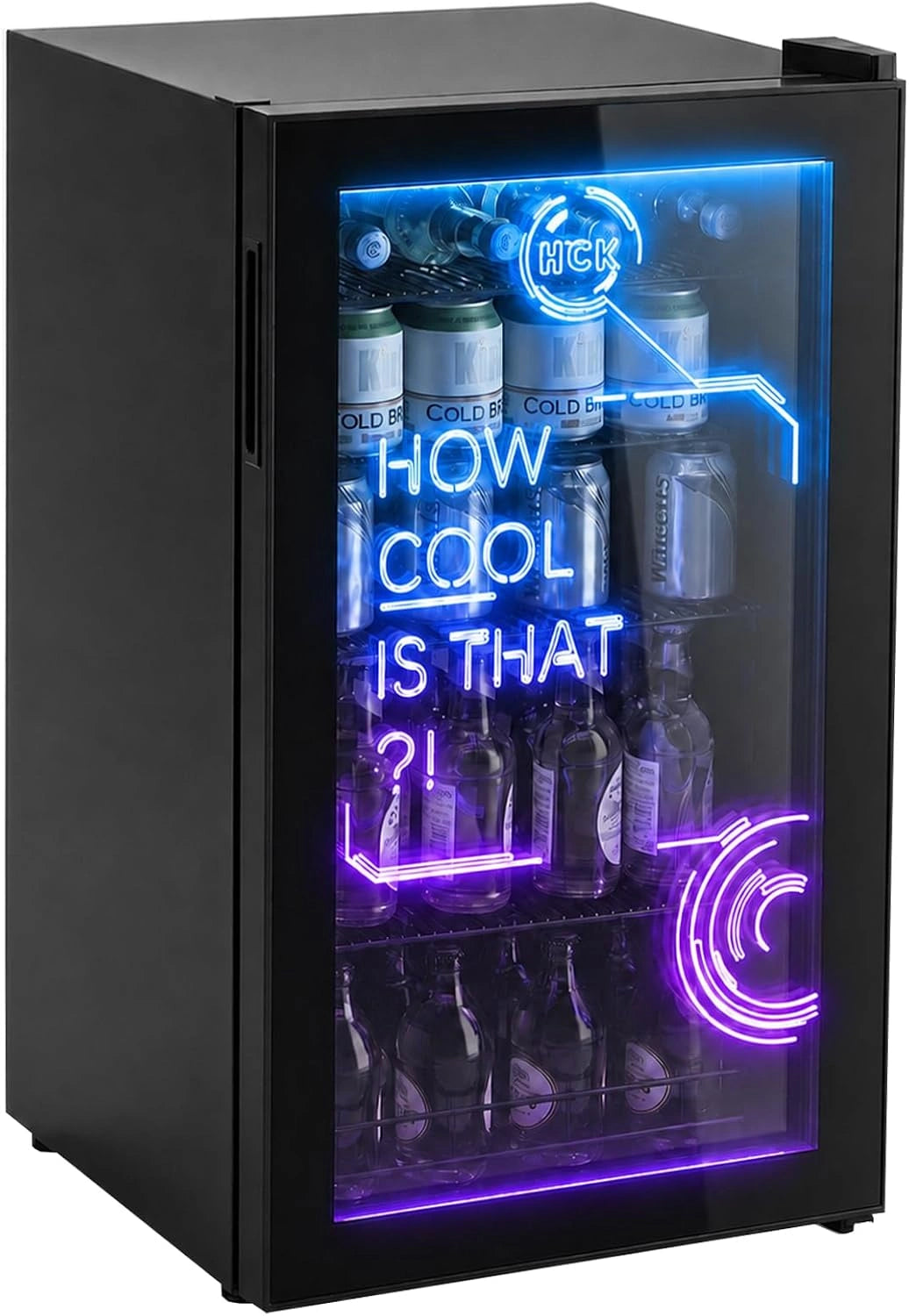 HCK 98 liter mini koelkast Moderne koelkast in Cyberpunk-design 39dB, zwart
