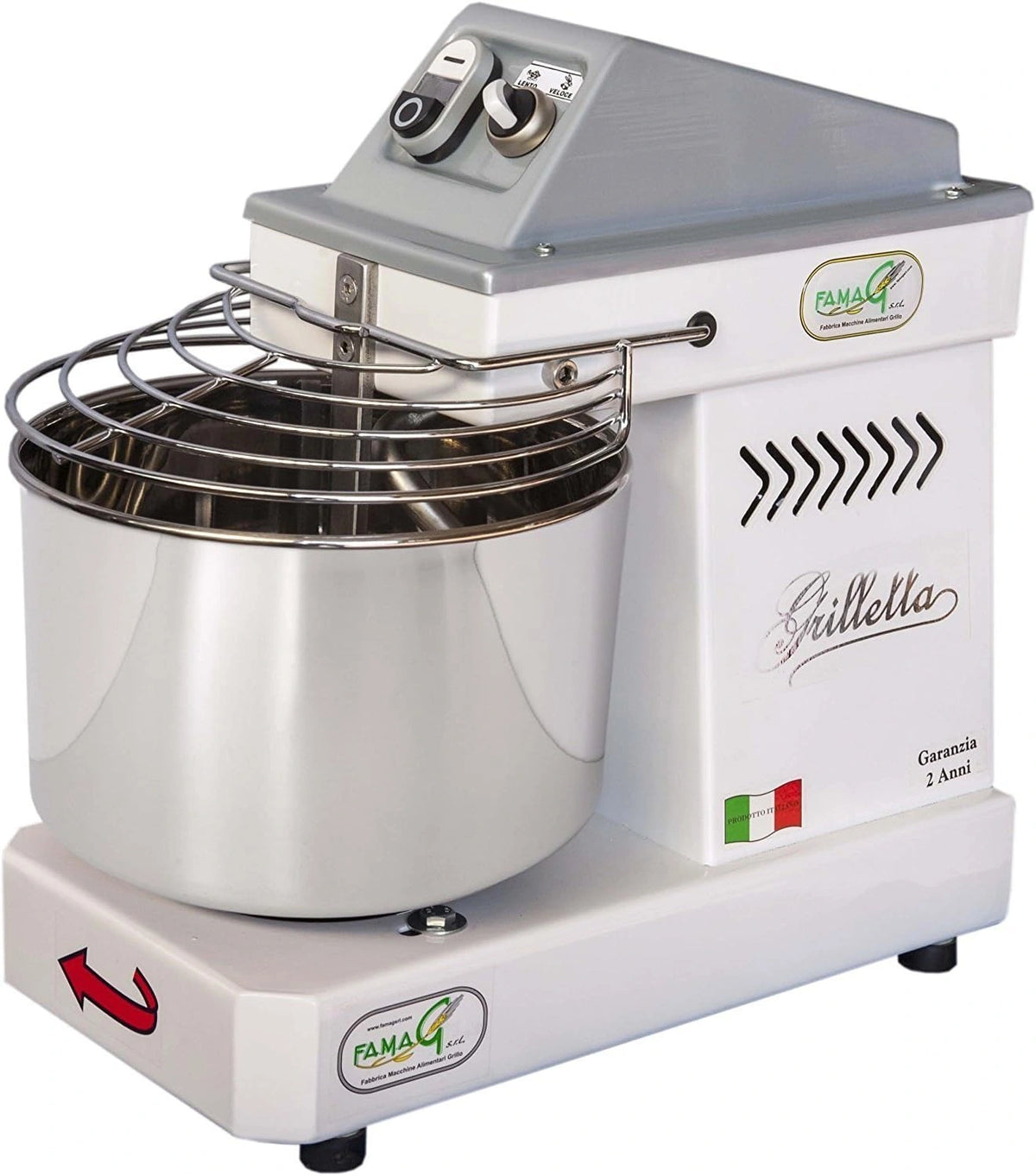 Famag Grilletta Professionele Spiraalkneader, 5 kg, 10 snelheidsstanden, voor brood, pizza, koekjes, panettone, snoep