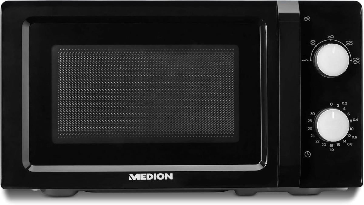 MEDION magnetron (20 liter, 700 watt, klein, compact en ruimtebesparend, 5 magnetronstanden, ontdooifunctie, timerfunctie, MD11475) zwart