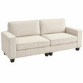 HOMCOM 3-Sitzer Sofa mit Armlehnen und Cordbezug, Komfort-Wohnzimmersofa, Cremeweiß, 227 x 84 x 87 cm