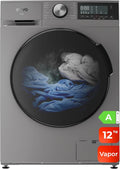 EVVO Wasmachine 12 kg, stoom, inverter-motor, energiebesparend, energieklasse A, Hygiëne Pro, snel opladen, 38,1 cm (15 inch), eProtect, Smart Load