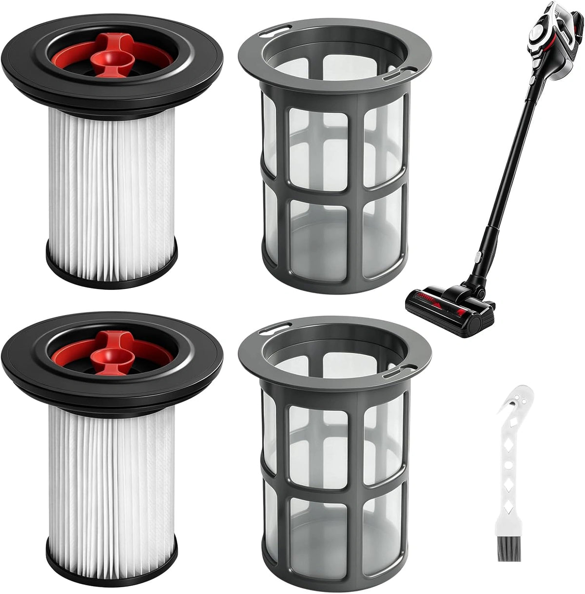 Set van 2 reservefilters voor Bosch Unlimited Gen2 serie 8, bevat 2 x HEPA-stofzuigerfilter, 2 x pluisbescherming + reinigingsborstel