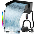 CDIYTOOL Vijver waterval overloop waterval voor tuinvijvers, 20 cm roestvrij staal overloop zwembad vijver fontein kit met 45W 3000 liter/H pomp voor
