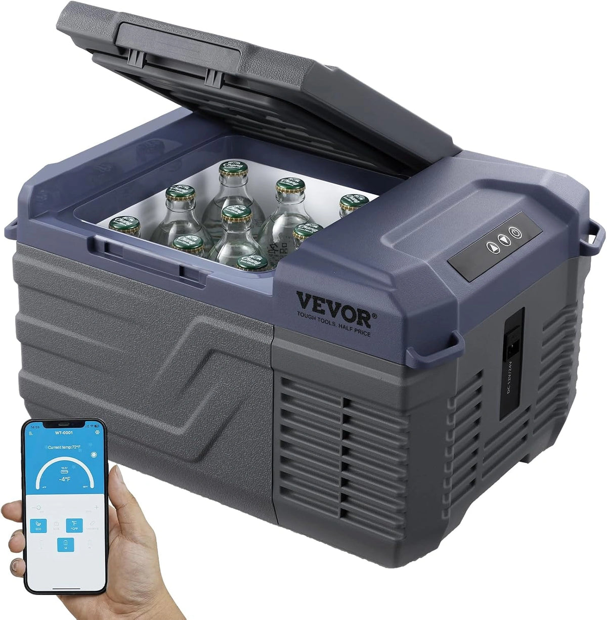 VEVOR NL9 12 Volt auto koelkast koelkast, 9 liter (10 qt) enkele zone draagbare vriezer, -4 ° F-46 °F instelbaar bereik