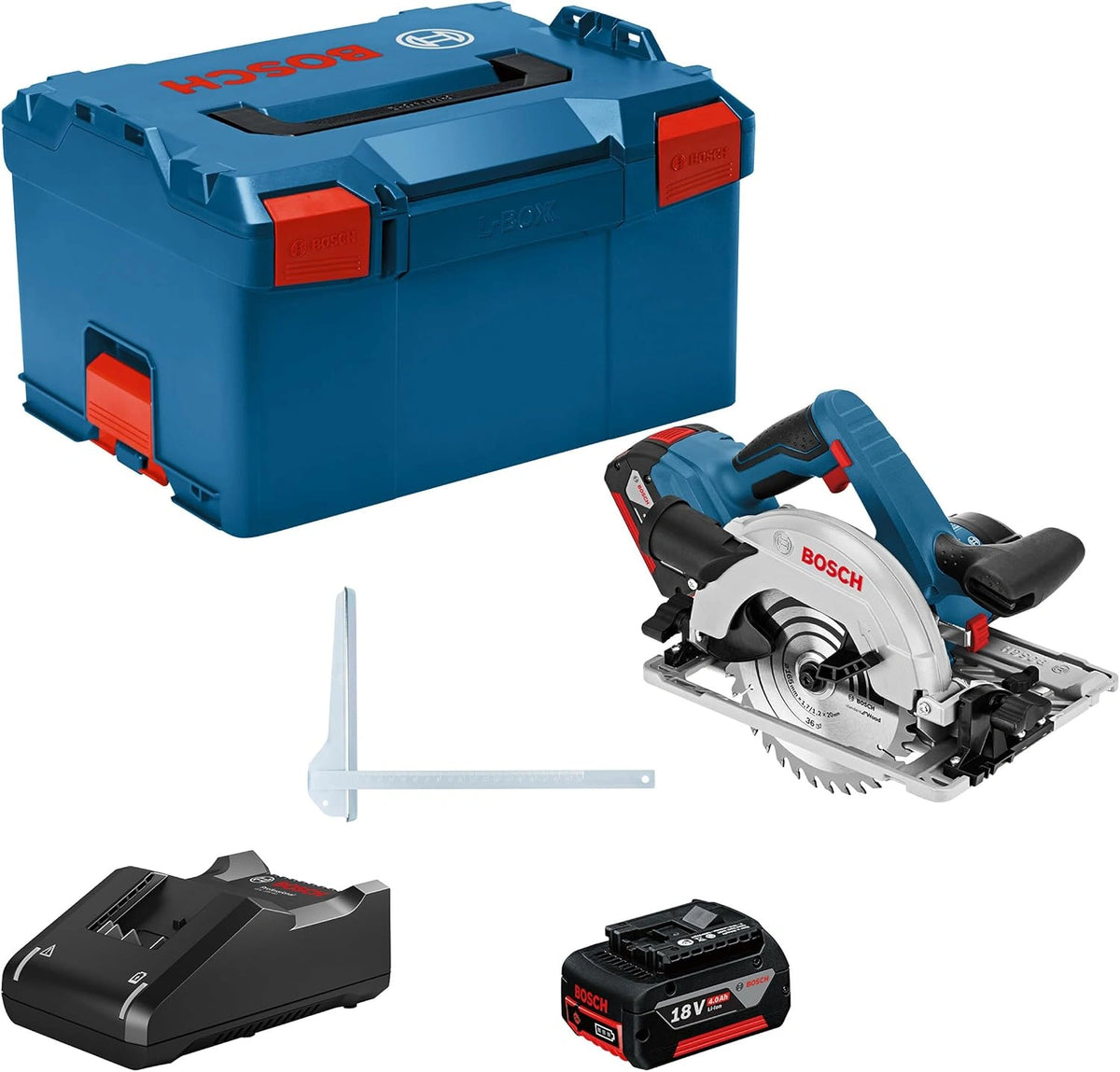 Bosch Professional 18V System accuhandcirkelzaagmachine GKS 18V-57 G (compatibel met geleiderail, zaagdiepte: 57 mm, incl. 2x 4,0 Ah accu