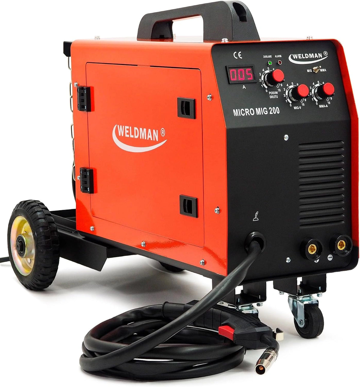 MICRO MIG 200 MIG/MAG Inverter lasapparaat 200 Amp lasmachine 3-in-1 FLUX MMA ROOD