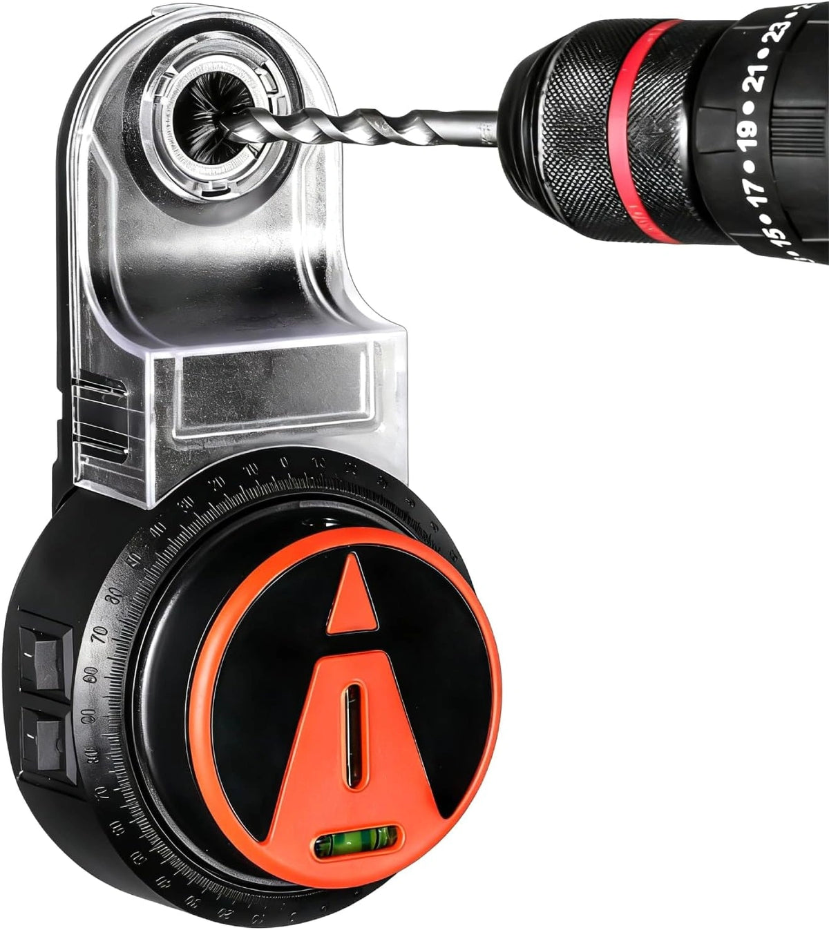 2-in-1 stofafzuiger voor elektrische boormachines met 360° laserwaterpas en afneembare stofzuiger., zwart