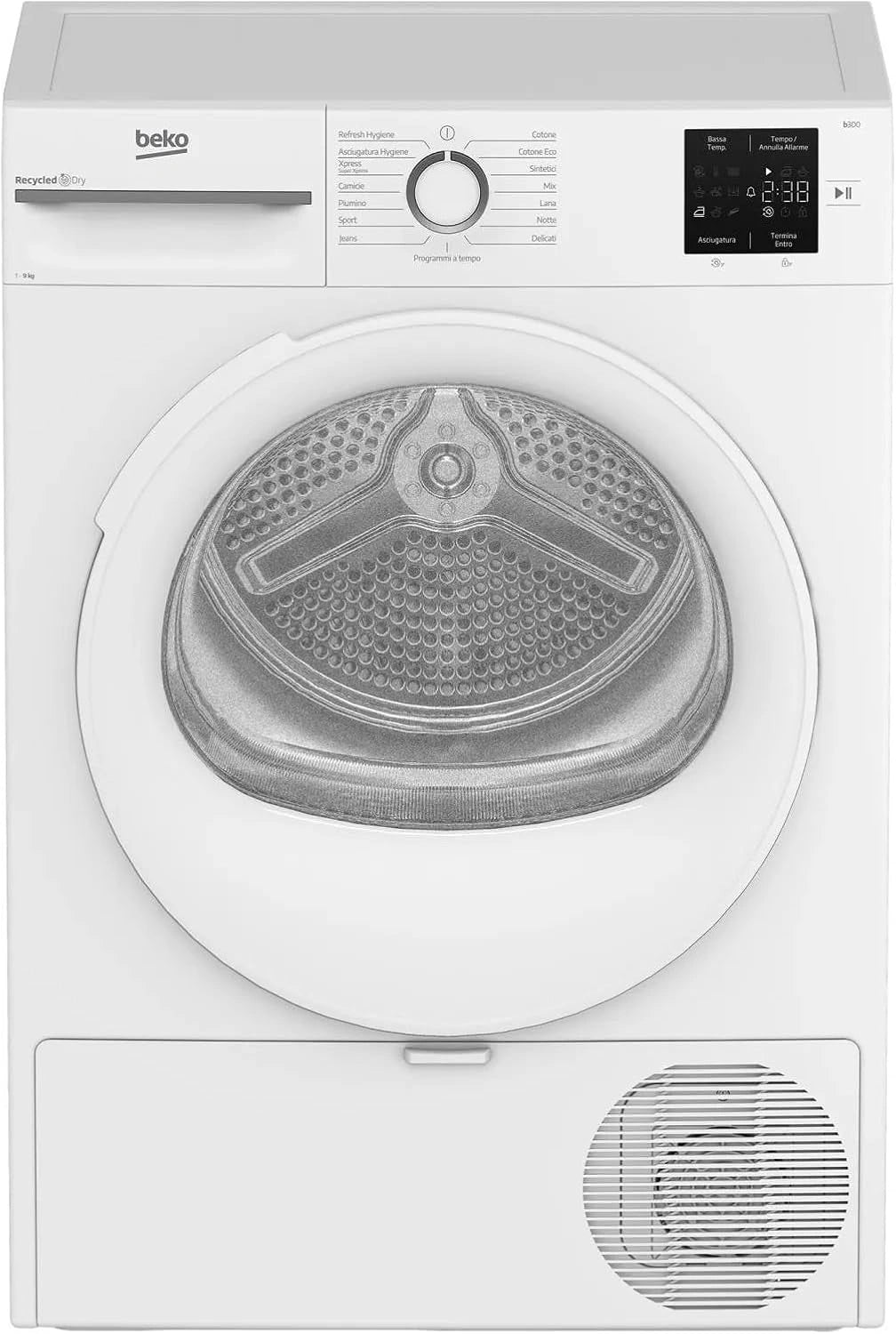 BMT491WIIT Wasdroger, 9 kg, met warmtepomp, vrijstaand, inverter, energieklasse C, zilver
