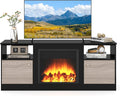 GIANTEX TV-kast met elektrische open haard, modulair, opbergconsole met RGB-ledverlichting, afstandsbediening, tv-bank tot 65 inch