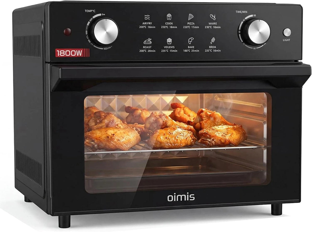 Heteluchtfriteuse 30-230 °C, 30 l, 1800 W, 8-in-1 airfryer met Duitse, zwart