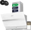 CIARRA ASW6736N A+++ Afzuigkap 60 cm 650 m³/h Touch Control Afzuigkap met Houtskoolfilter CBCF003 Recirculatie 4 Vermogensniveaus Wit