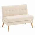 Zweisitzer Sofa mit Leinenoptik, getuftete Rückenlehne, 118 cm, Beige