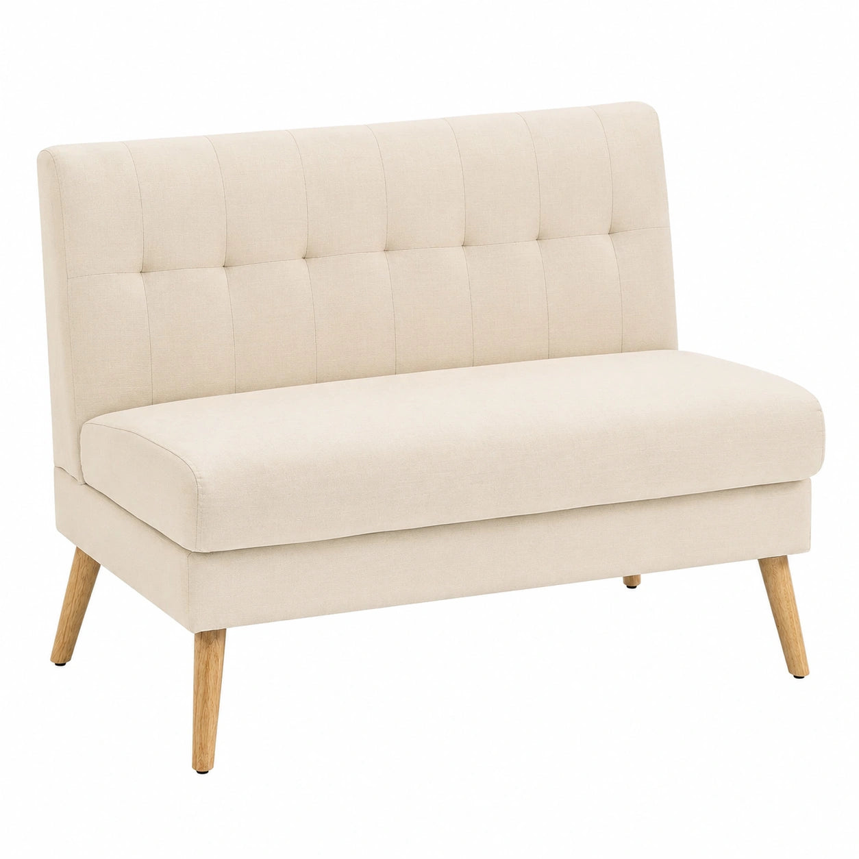 Zweisitzer Sofa mit Leinenoptik, getuftete Rückenlehne, 118 cm, Beige
