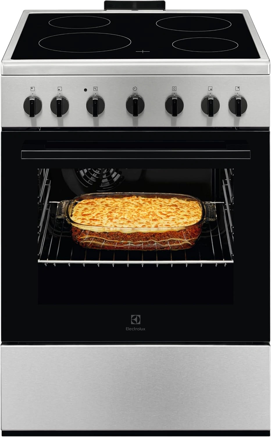 Electrolux LKR620066X Elektrisch fornuis met oven, 4 branders, 60 x 60 cm, energieklasse A, zwart