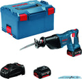 Bosch Professional 060164J00B Gsa 18 V-Li Reciprozaag, 2 X 5,0 Ah Accu, Snellader, Zaagblad, L-Boxx (18V, Cilinderlengte: 28 Mm