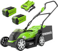 Greenworks G40LM35K2X Draadloze Accu Grasmaaier voor Gazons Tot 400m², 35 cm Maaibreedte, 40 L Zak PLUS Twee 40V 2Ah Batterijen en Één Oplader