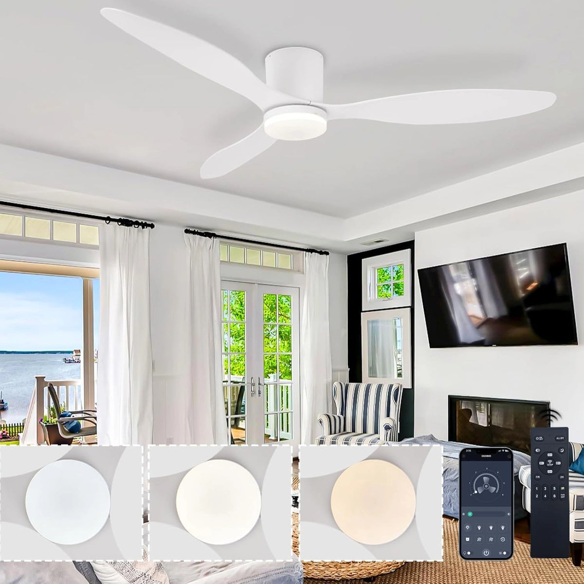 106CM Plafondventilatoren Met Verlichting En Afstandsbediening Plafondventilatorverlichting Voor Slaapkamer 6 Snelheden Led-ventilatorlamp Plafond