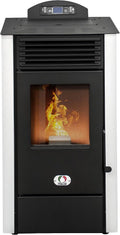 STUFE A PELLET ITALIA California, 8 kW, 91% verwarming, 70 m², 20 uur looptijd, programmeerbaar 5 snelheden en vermogen, compact ontwerp, 24 maanden