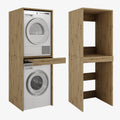 PLATAN ROOM Hoge kast badkamerkast wasmachine droger kast wasmachinekast voor wasmachine & droger opbouwkast 187 x 65 x 66 cm badkamerrek (eiken