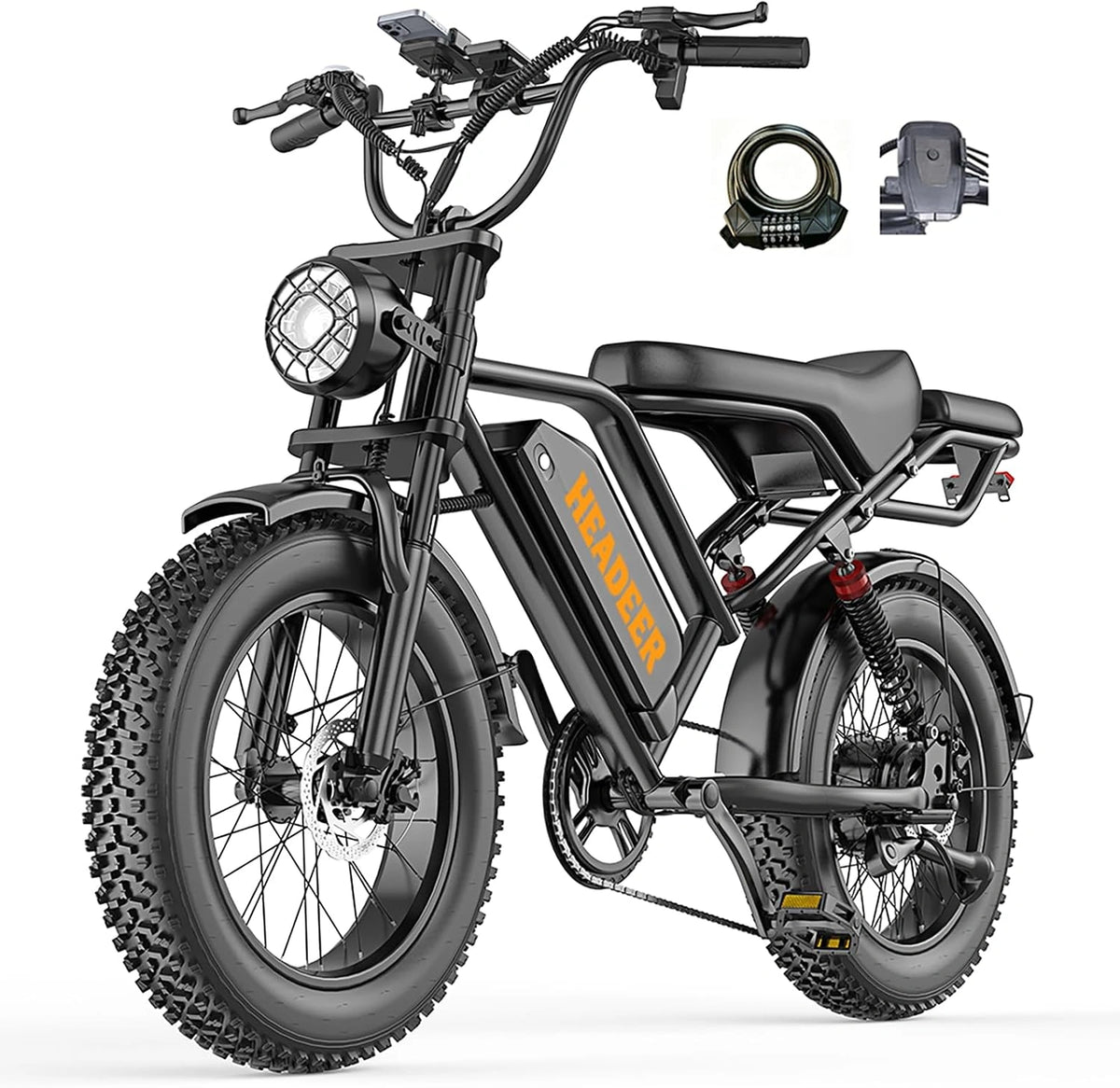 BK20 elektrische fiets voor volwassenen, 48V 20Ah uitneembare accu, mountainbike met 20×4 brede banden, actieradius van 50-100 km
