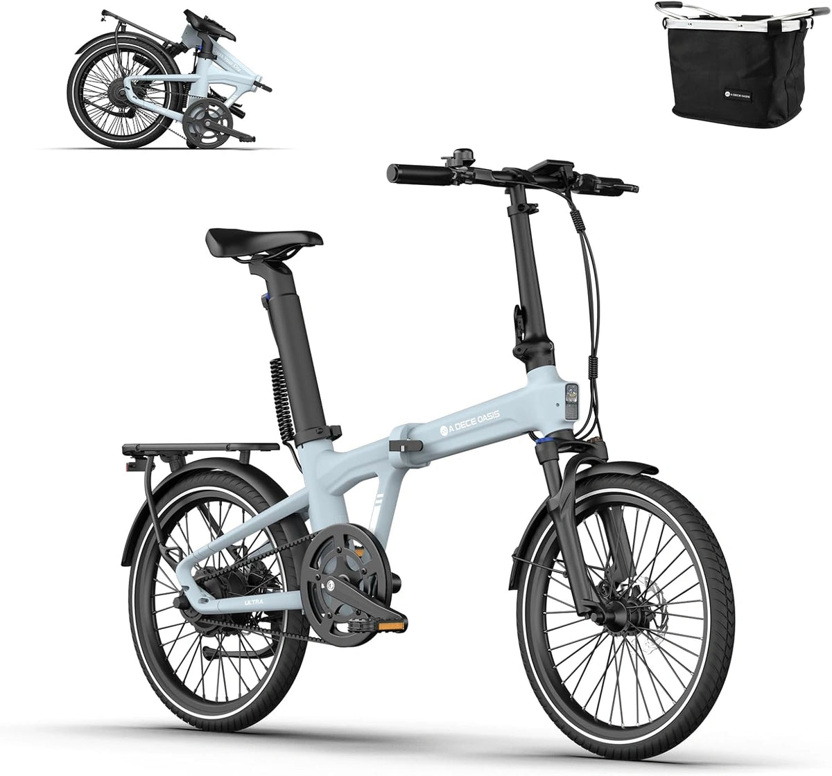 Ado Air20Ultra2026 Elektrische fiets, inklapbaar, 25 km/u, voor volwassenen, 36 V, 9,6 Ah, autonomie 100 km, lcd-scherm, MIK-systeem, koppelsensor
