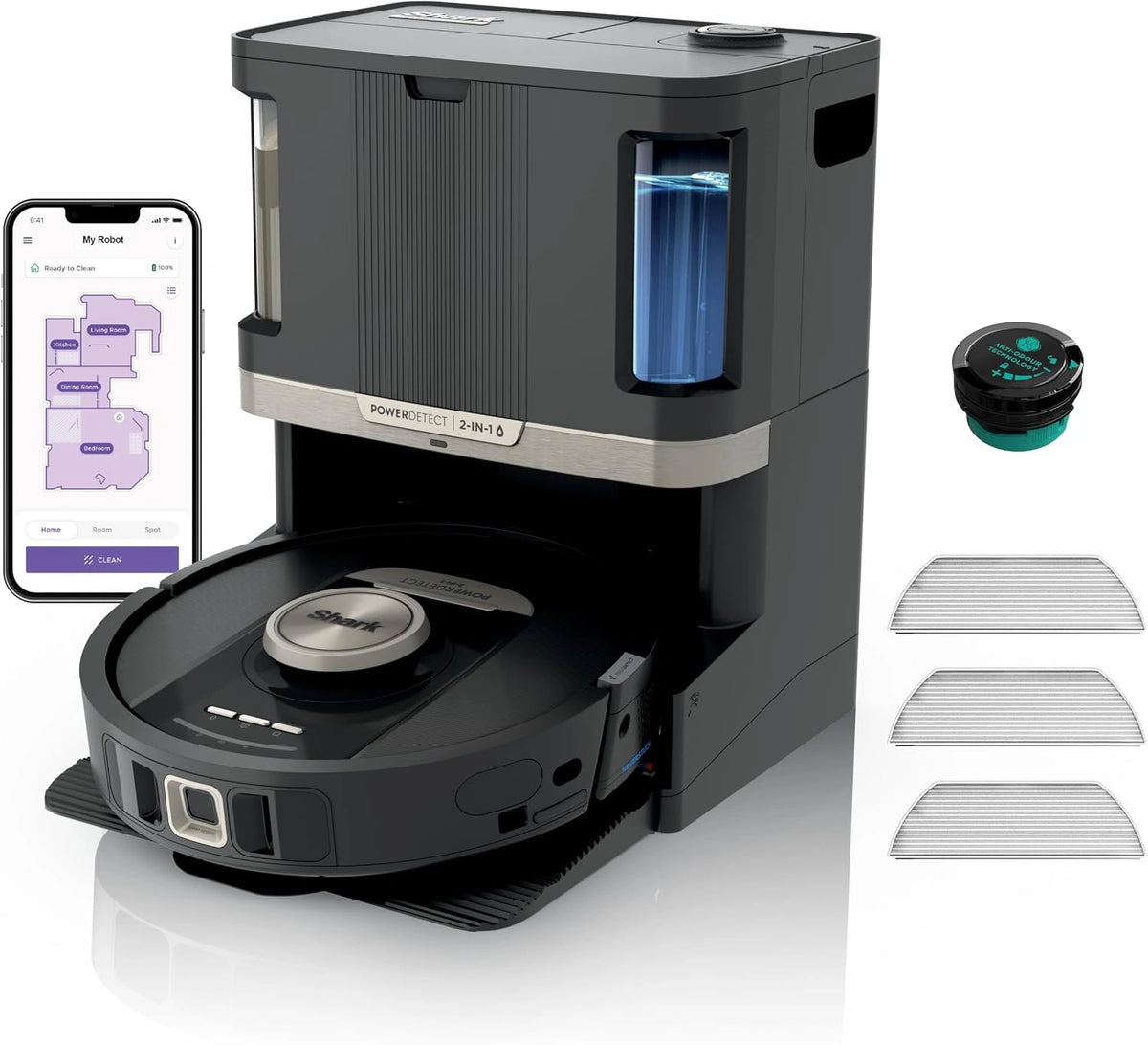 Shark PowerDetect 2-in-1 Robotstofzuiger en Dweil, zwart RV2800ZEEU