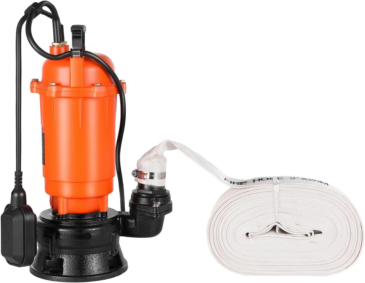 VEVOR Dompelpomp voor vuilwater, 1500 W, 22800 l/u, van gietijzer, met automatische vlotterschakelaar, maximale hefhoogte 18 m