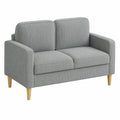 HOMCOM 2-Sitzer Sofa mit Stauraum und Holzbeinen, Cordoptik, für Wohnzimmer und kleine Räume, Hellgrau