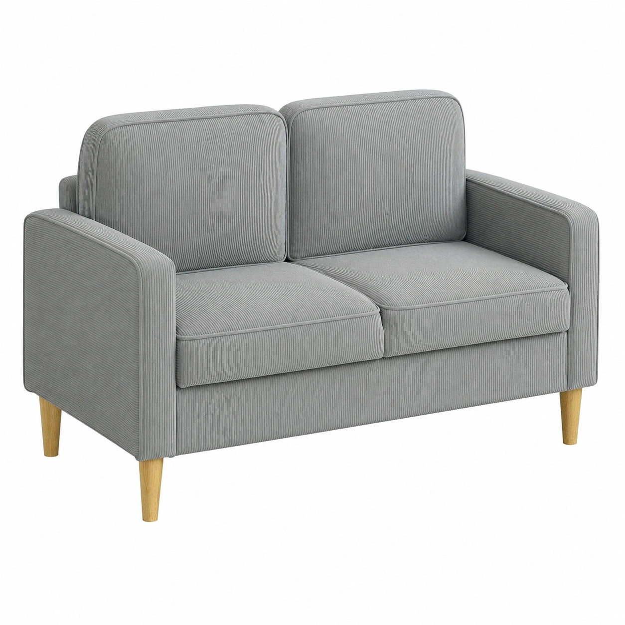 HOMCOM 2-Sitzer Sofa mit Stauraum und Holzbeinen, Cordoptik, für Wohnzimmer und kleine Räume, Hellgrau
