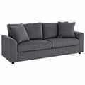 Bequemes 3-Sitzer-Cordsofa mit Zierkissen und hoher Belastbarkeit, dunkelgrau