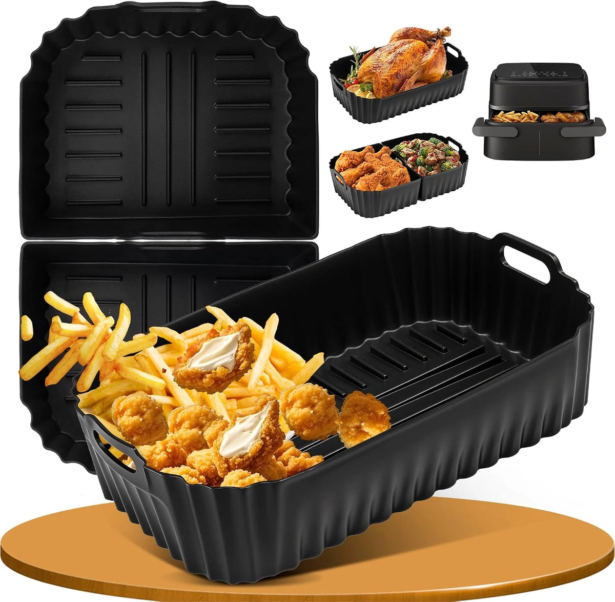 Siliconen vorm voor luchtfriteuse, accessoires voor Philips Dual Basket heteluchtfriteuse serie 1000, 7,1 l, 3 stuks, herbruikbaar