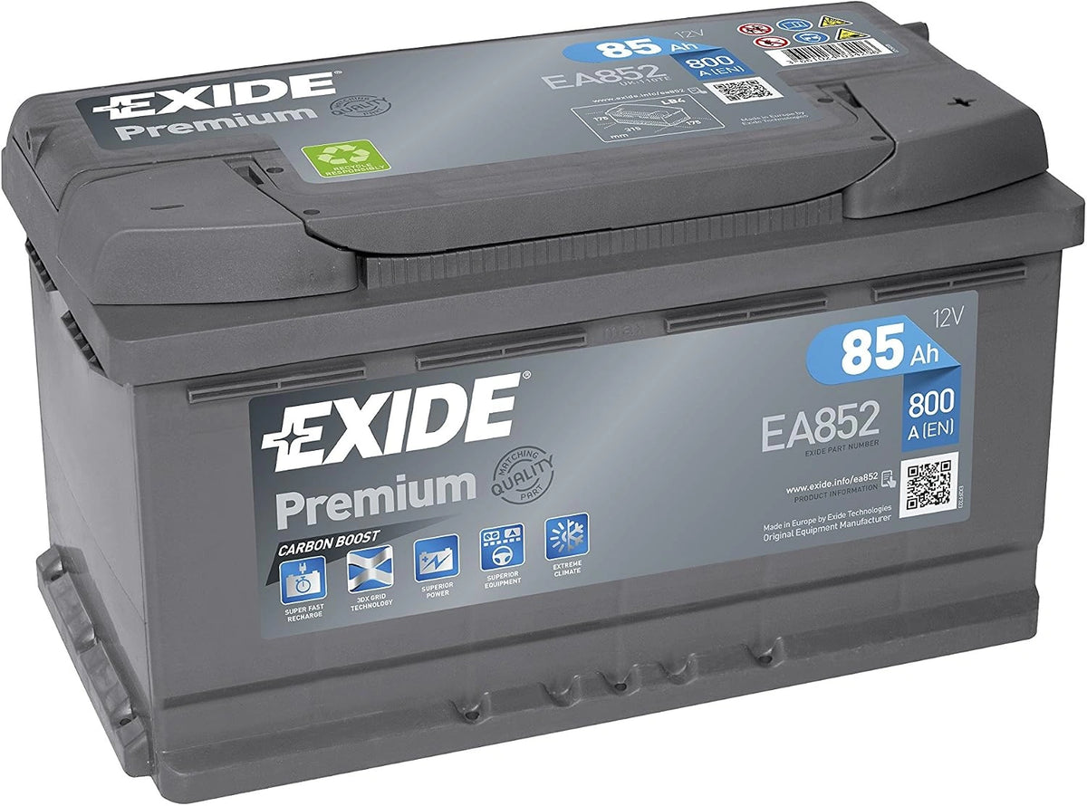 EXIDE 85Ah 800A EA852 Premium B13 LB4 startaccu, wit