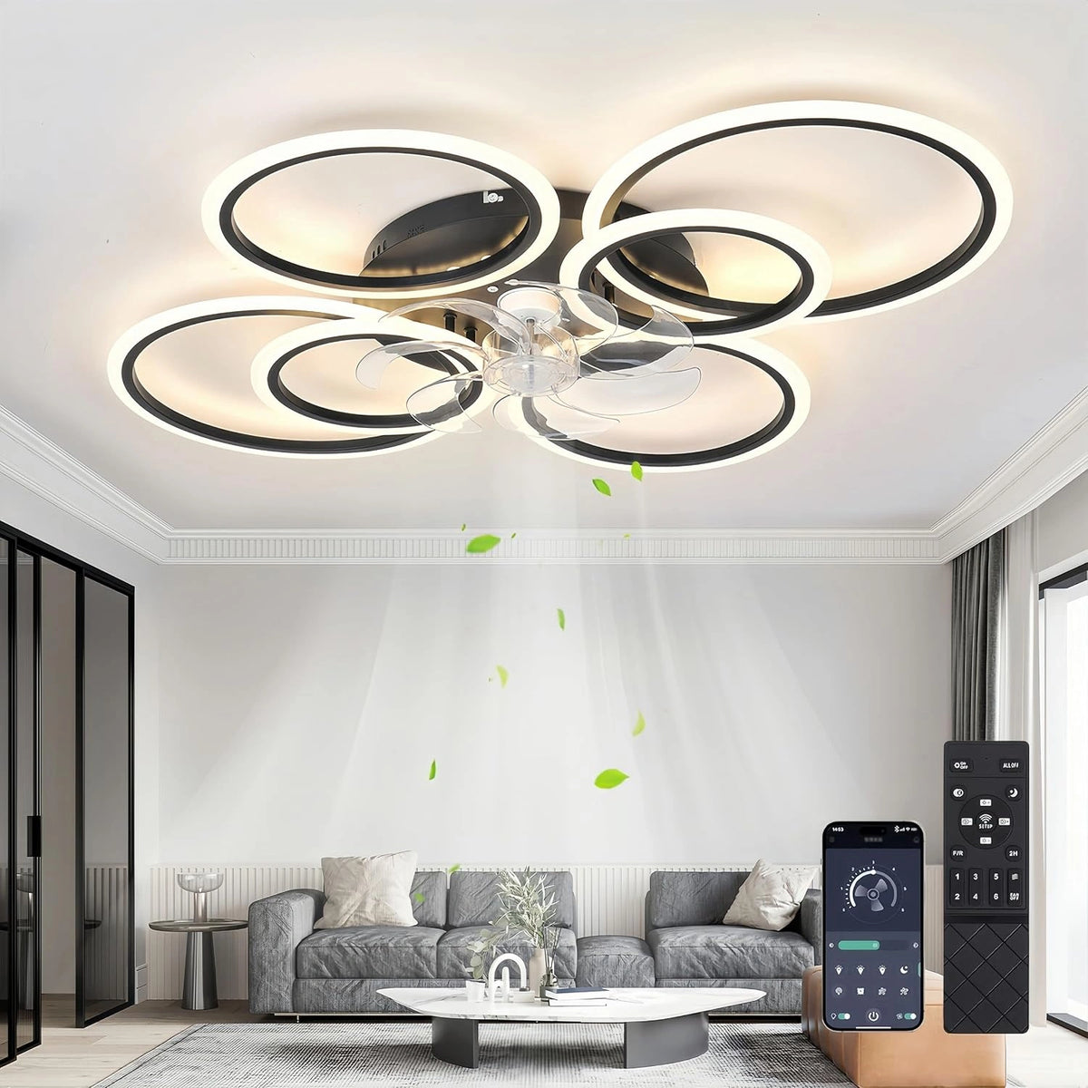Plafondventilator Met Licht, 85W Plafondventilator Met Verlichting, 100cm Dimbare LED-ventilator Met Lamp, 6 Snelheden Ventilator Lamp Plafond