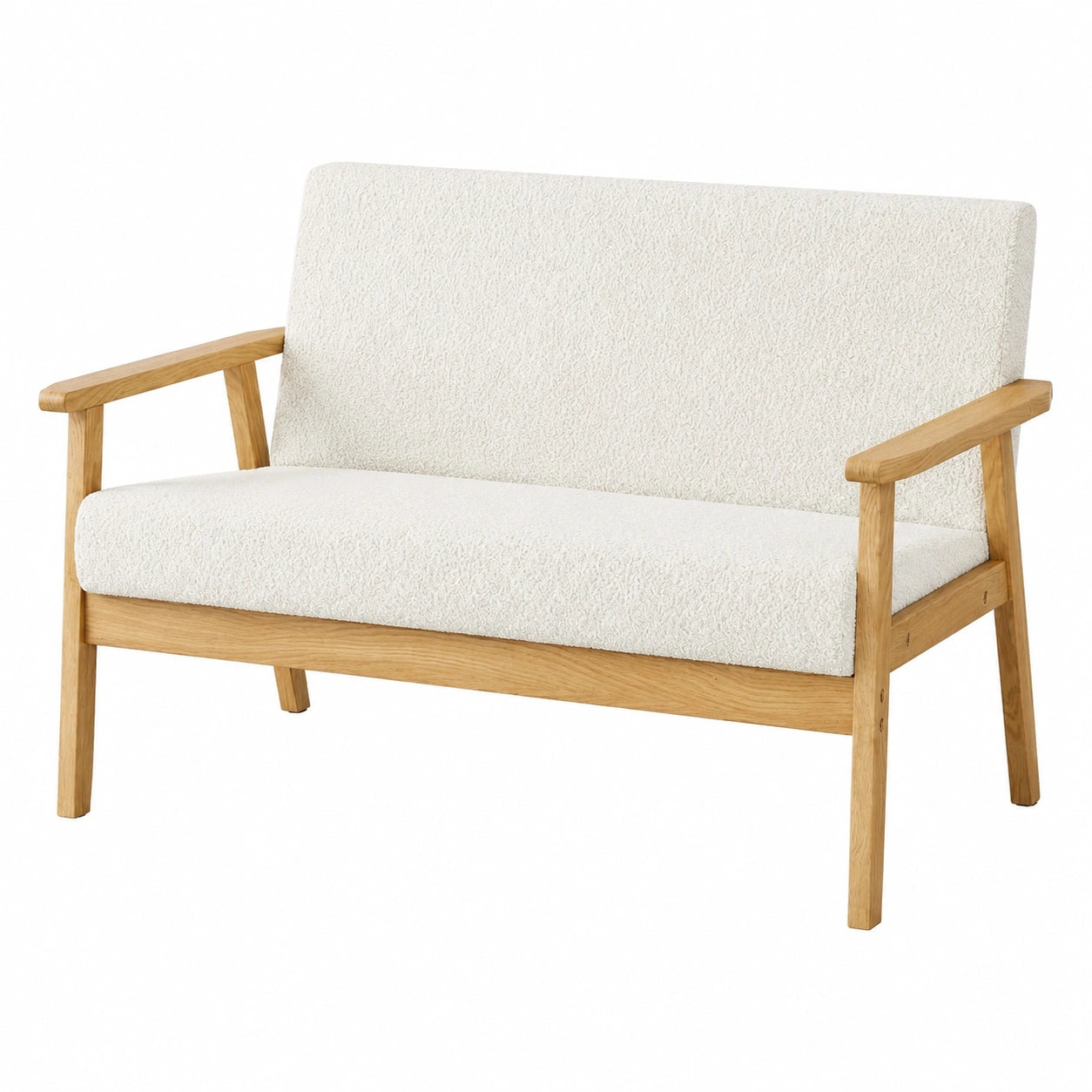Dripex Zweisitzer Sofa aus Teddysamt, Skandinavisches Design, Polstersofa für Wohnzimmer und Büro, Kompakt 107x60x77cm, Weiß