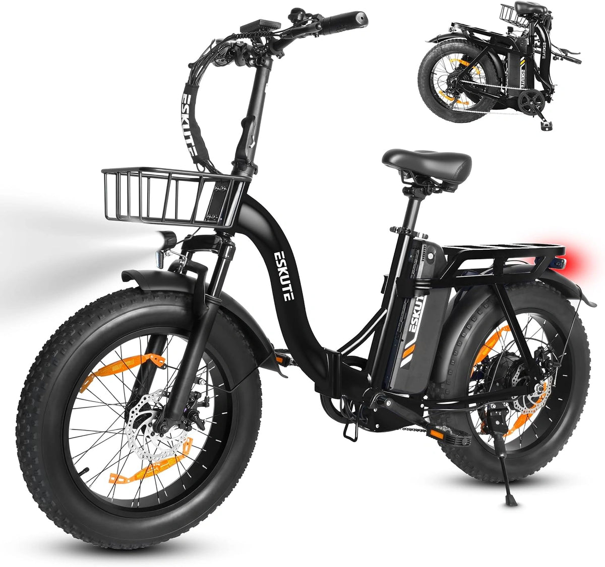 ESKUTE D202 Elektrische fiets voor volwassenen, 20 x 4,0 inch (20 x 4,0 inch), fatbike, voor dames en heren, met afneembare accu, 48 V, 20,8 Ah