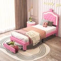 Eenpersoonsbed 90x200 met LED-verlichting, Meisjesbed Princesse met 1 lade, Hoofdeinde in instelbare hoogte