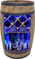 Weeco houten vat met wijnhouder RGB LED-verlichting, wijnrek vatbar. Rustieke decoratieve barkast wijnstandaard, vatbier