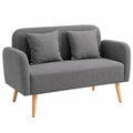 Moderner 2-Sitzer-Samtsofa mit Kissen für Wohnzimmer und Schlafzimmer, Grau