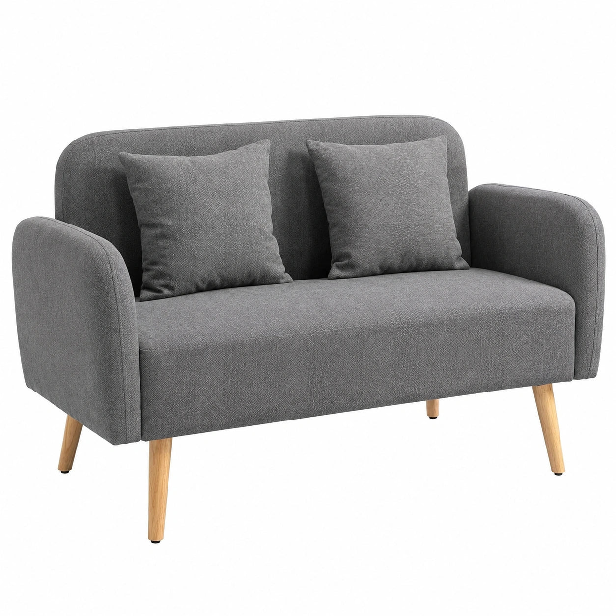Moderner 2-Sitzer-Samtsofa mit Kissen für Wohnzimmer und Schlafzimmer, Grau
