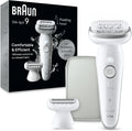 Braun Silk·épil 9 9-041, Epilator Met Flexibele Kop Voor Eenvoudige Ontharing, Wit/Zilver, Wet & Dry, Langdurig Gladde Huid