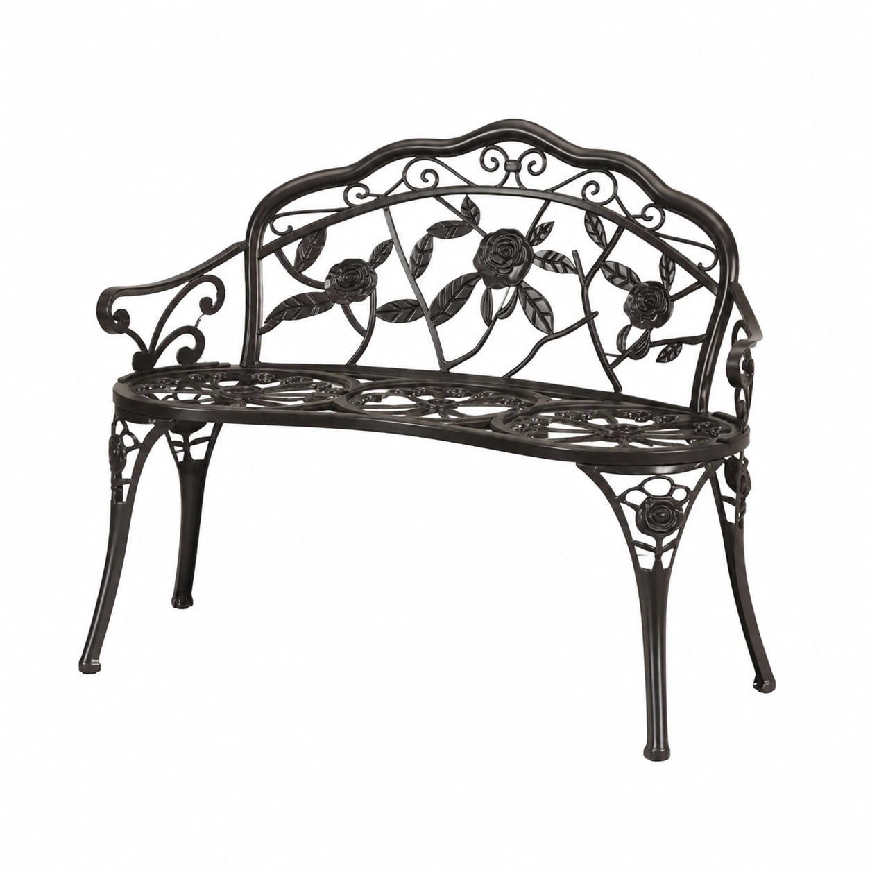 Aluminium Gartenbank 100 cm, Schwarz - Perfekt für Balkon und Terrasse