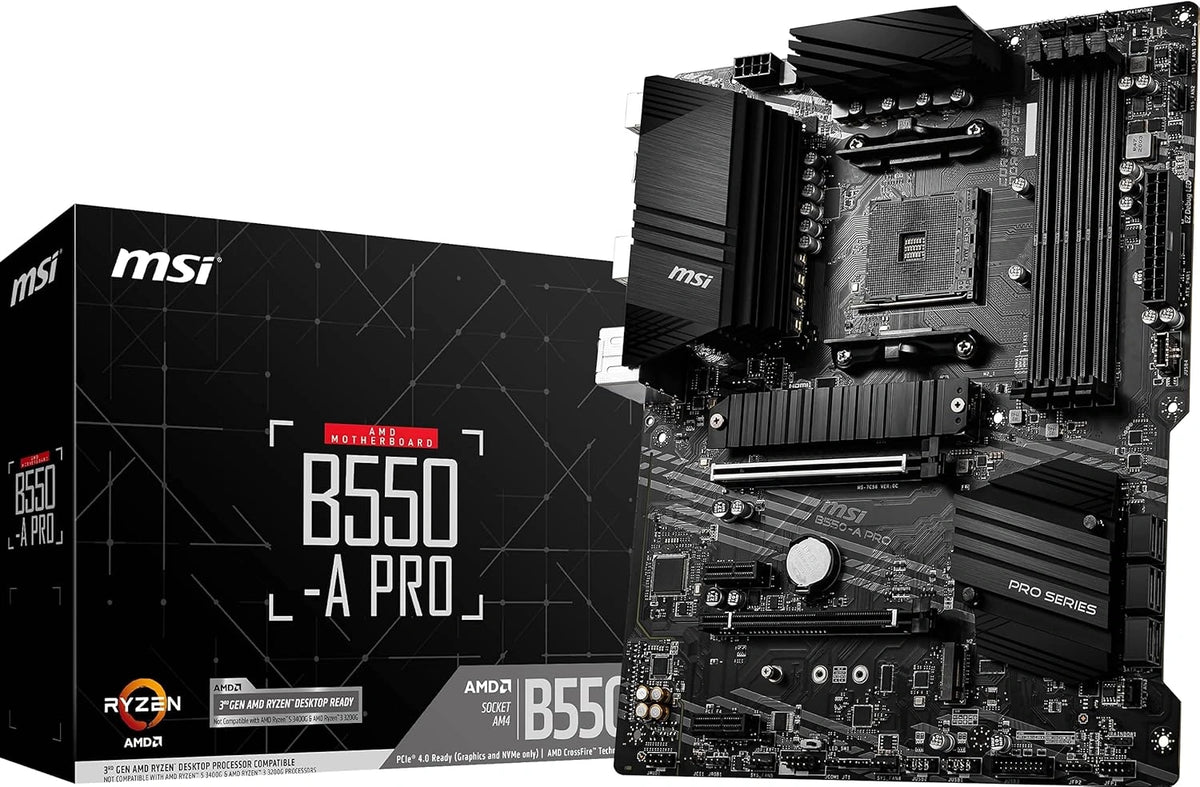 MSI B550-A PRO (AMD AM4, DDR4, M.2, USB 3.2 Gen 2, HDMI, ATX Motherboard), zwart