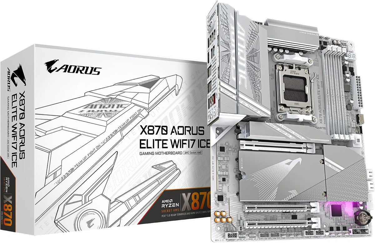 GIGABYTE X870 AORUS ELITE WIFI7 ICE Moederbord, zilver