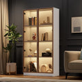 Dolamaní Vitrine van glas met LED-verlichting, 80x40x160 cm, glazen meubelvitrine met 2 glazen deuren en beweegbare legplanken