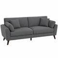 Modernes Cord-Sofa 3-Sitzer, 220 cm, mit hohen Beinen und Kissen, tiefer Sitz, graues XXL-Design für Wohnzimmer oder Gästezimmer